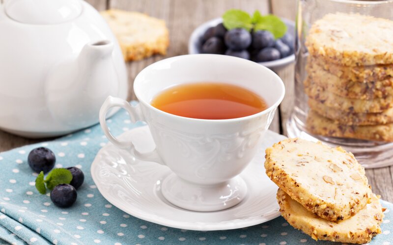 Tea Cup with Cookies — White, Calm, Morning