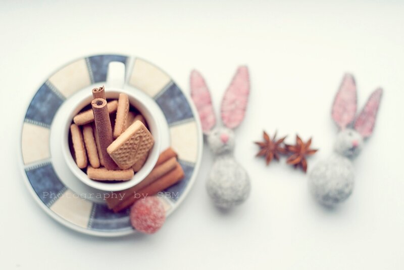 Tea Cup with Cookies — White, Calm, Photograph