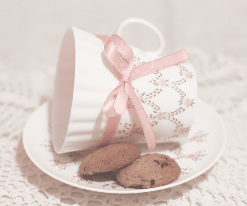 Tea Cup with Cookies — White, Calm