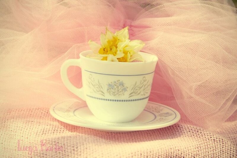 Tea Cup with Flower — Pink