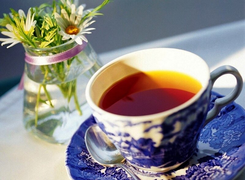 Tea Cup with Flowers — Blue, Serene, Morning