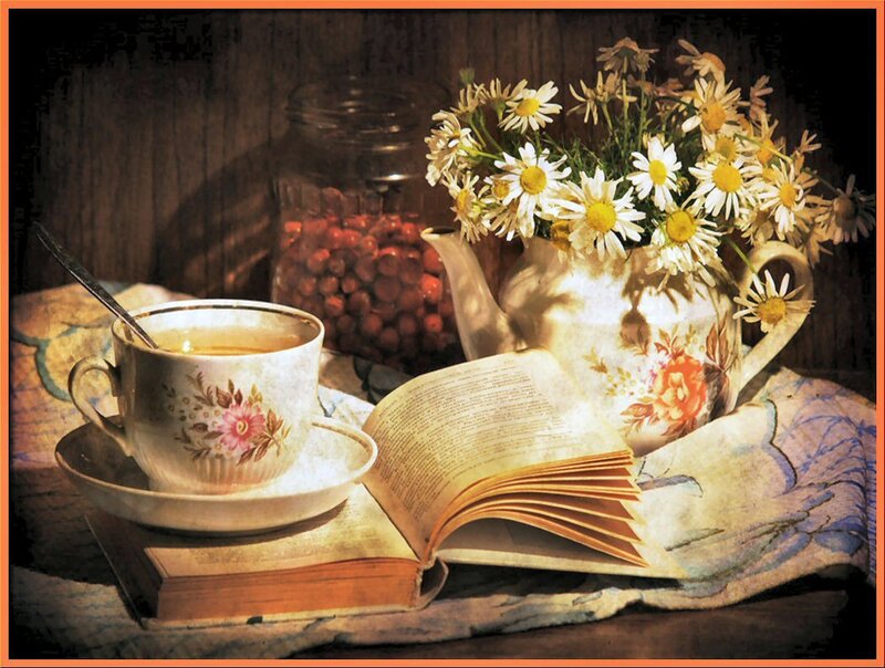 Tea Cup with Flowers — Brown, Serene, Morning
