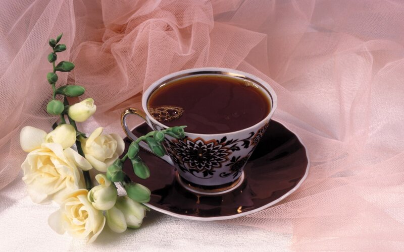 Tea Cup with Flowers — Pink, Serene, Photograph, Teacup