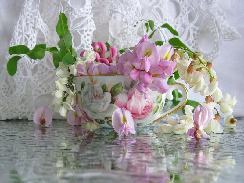Tea Cup with Flowers — Pink, Serene, Spring