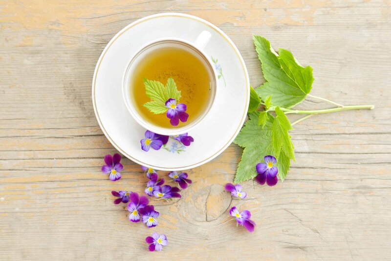 Tea Cup with Flowers — Purple, Serene, Morning