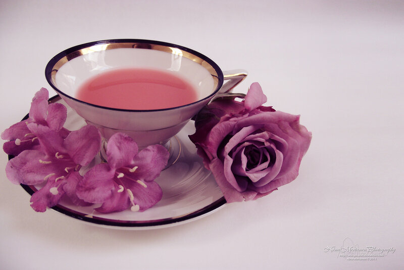 Tea Cup with Flowers — Purple, Serene