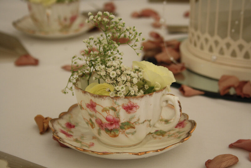 Tea Cup with Flowers — White, Elegant