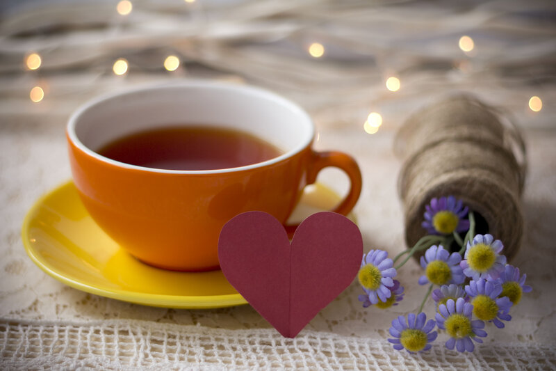 Tea Cup with Heart — Orange