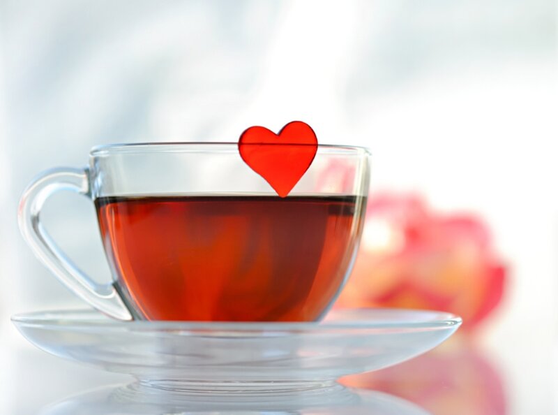 Tea Cup with Heart — Red, Serene