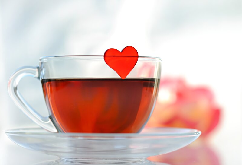 Tea Cup with Heart — Red