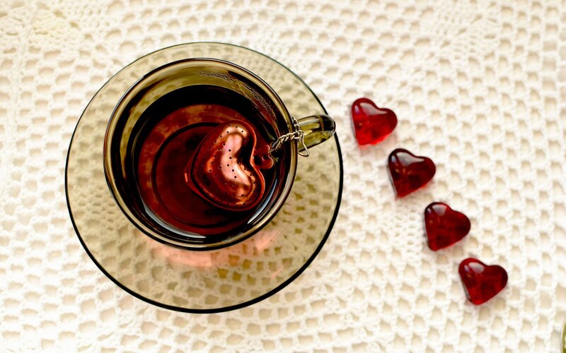 Tea Cup with Heart Strainer