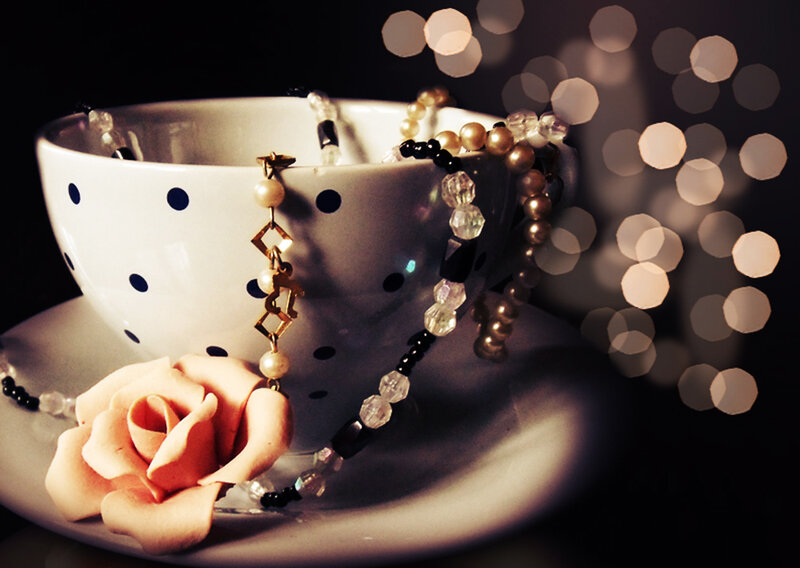 Tea Cup with Jewelry — White