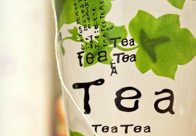 tea cup with leaf design