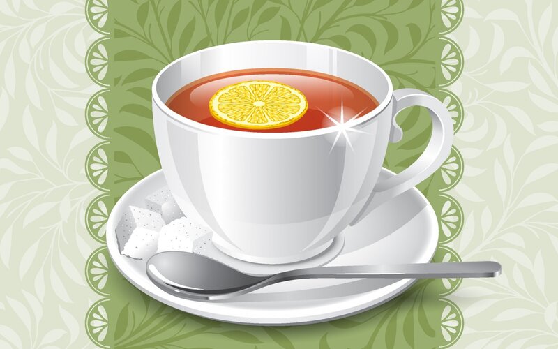 Tea Cup with Lemon Slice — White