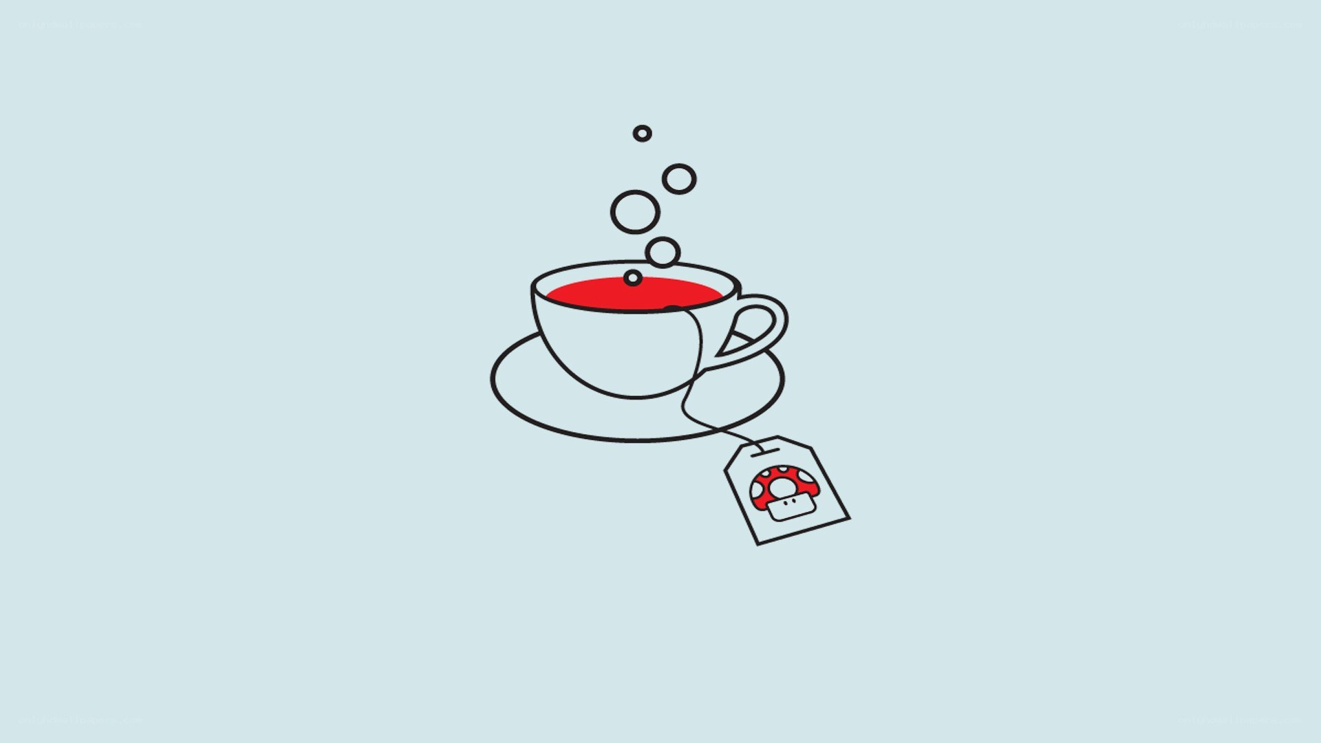 tea cup with mushroom tag