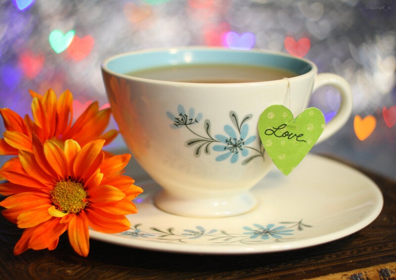Tea Cup with Orange Flower