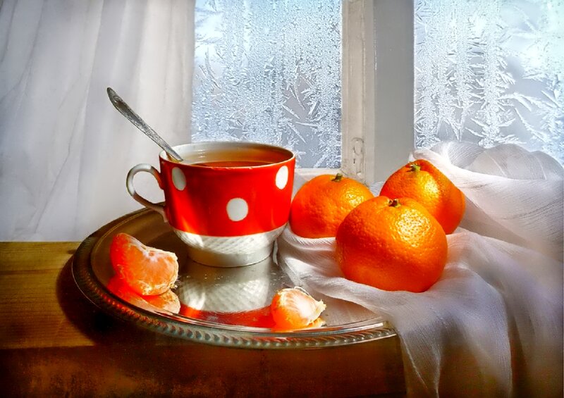 Tea Cup with Oranges