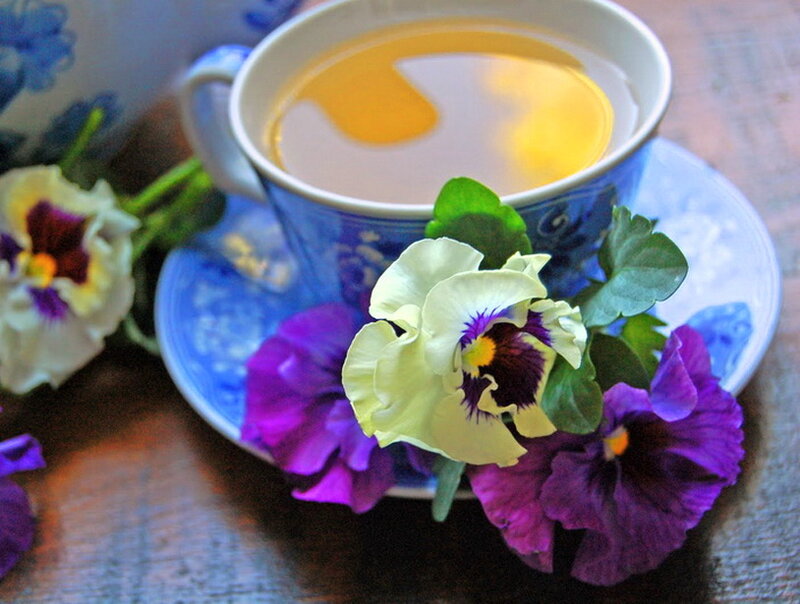 Tea Cup with Pansies