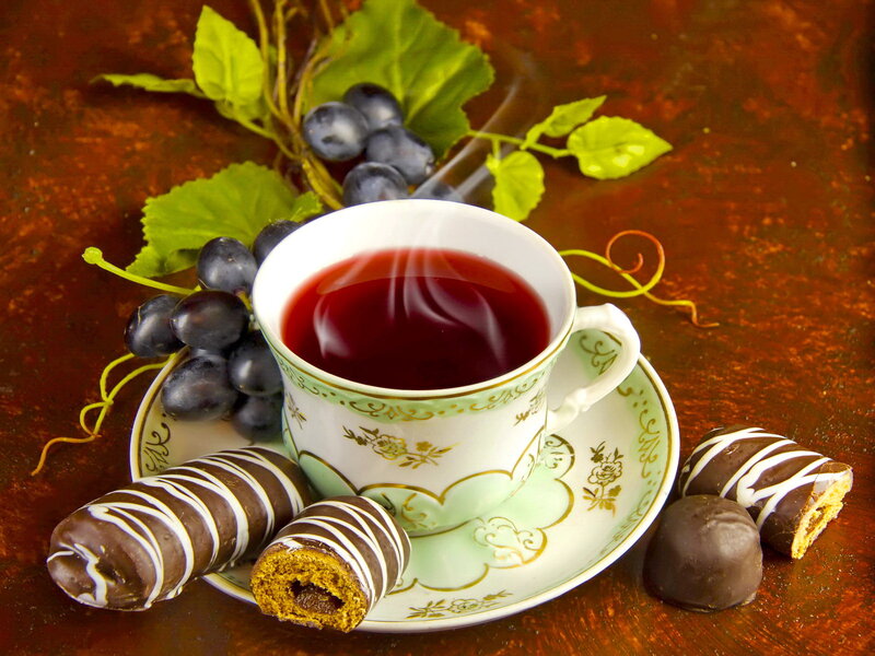 Tea Cup with Pastries
