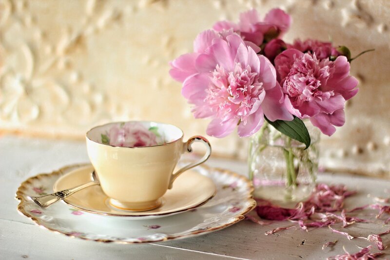Tea Cup with Peonies — Pink