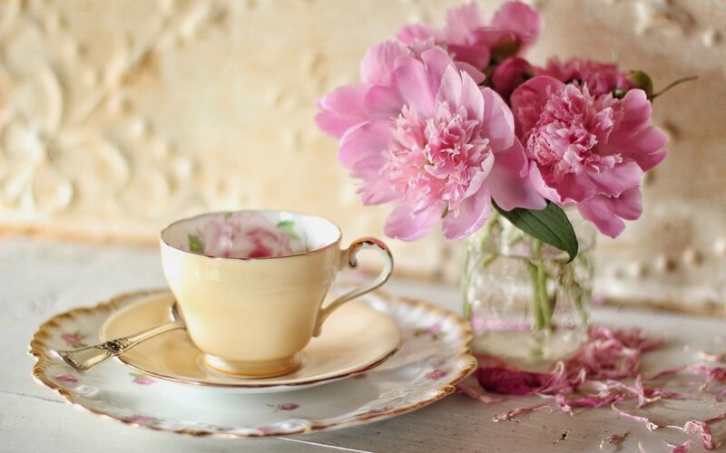 Tea Cup with Peonies