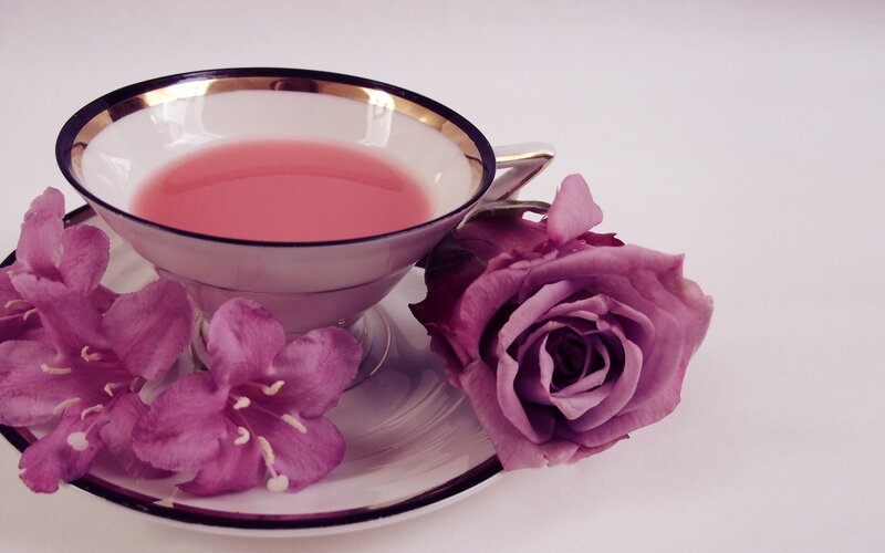 Tea Cup with Purple Flowers — Serene