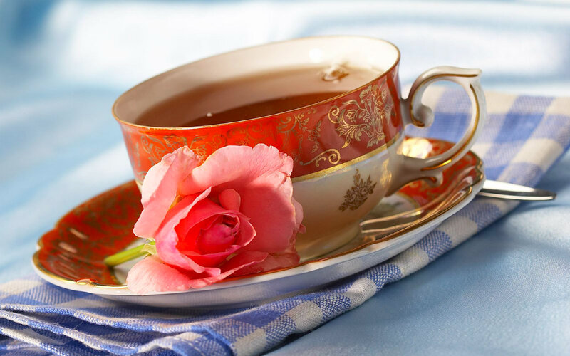 Tea Cup with Rose — Blue, Serene, Morning