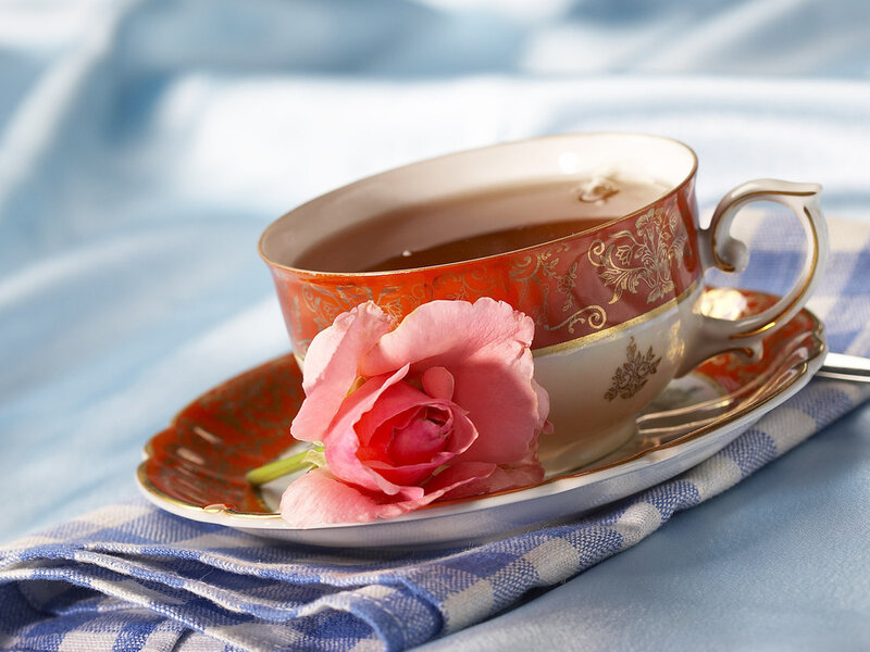 Tea Cup with Rose — Blue