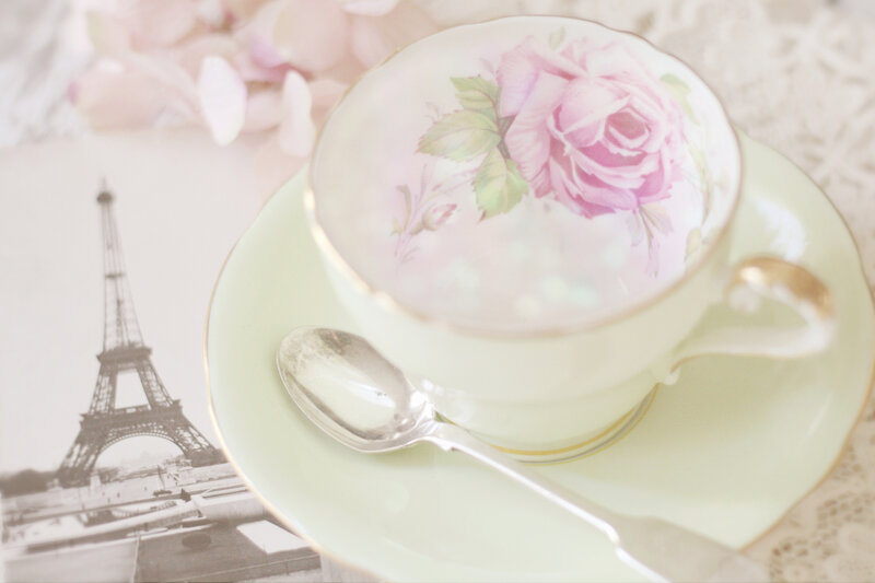Tea Cup with Rose Design