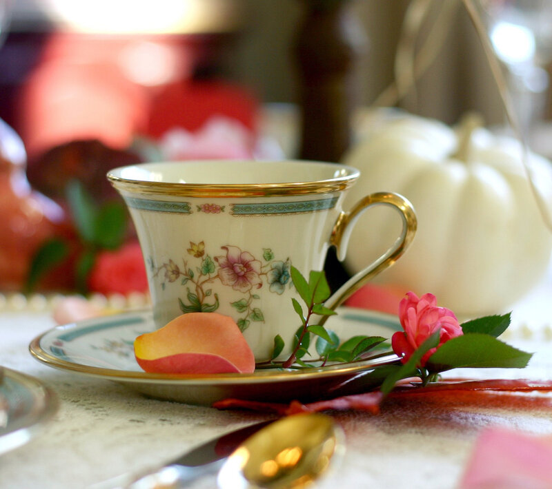 Tea Cup with Rose Petals