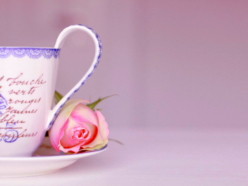 Tea Cup with Rose — Pink