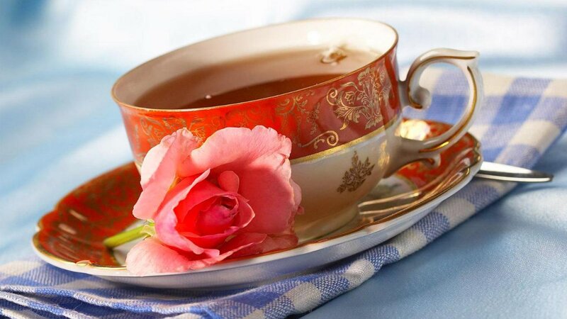 Tea Cup with Rose — Red, Serene, Photograph
