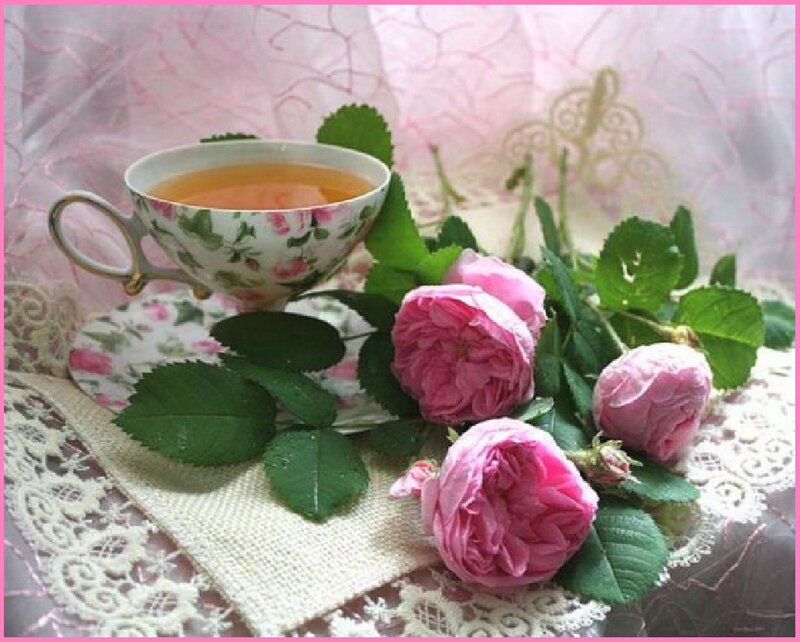 Tea Cup with Roses — Pink, Serene, Photograph, Teacup