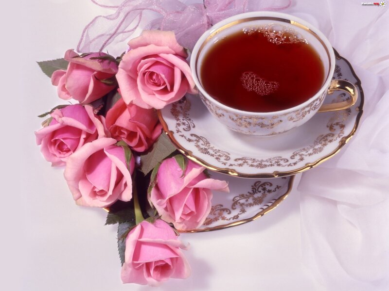 Tea Cup with Roses — Pink, Serene, Photograph