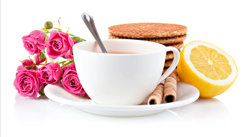 Tea Cup with Roses — White, Calm