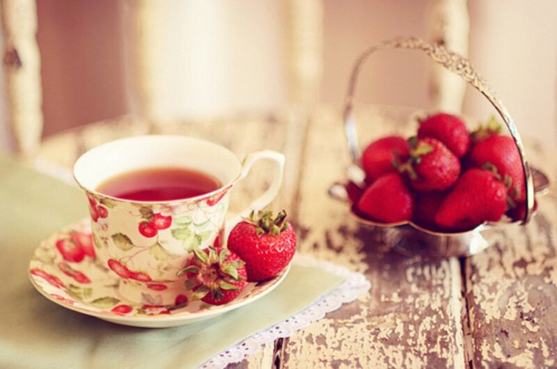 Tea Cup with Strawberries