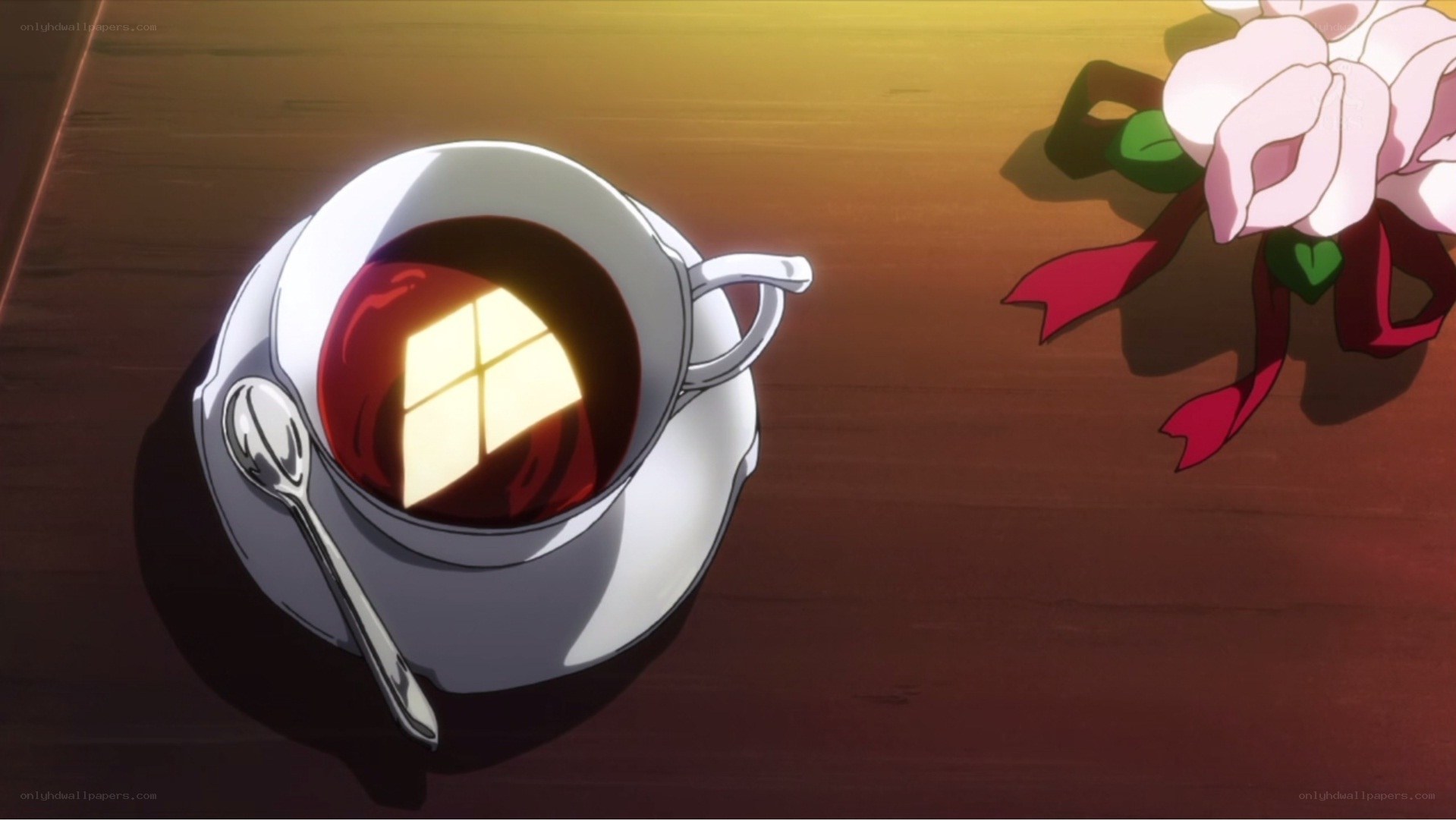 tea cup with window reflection