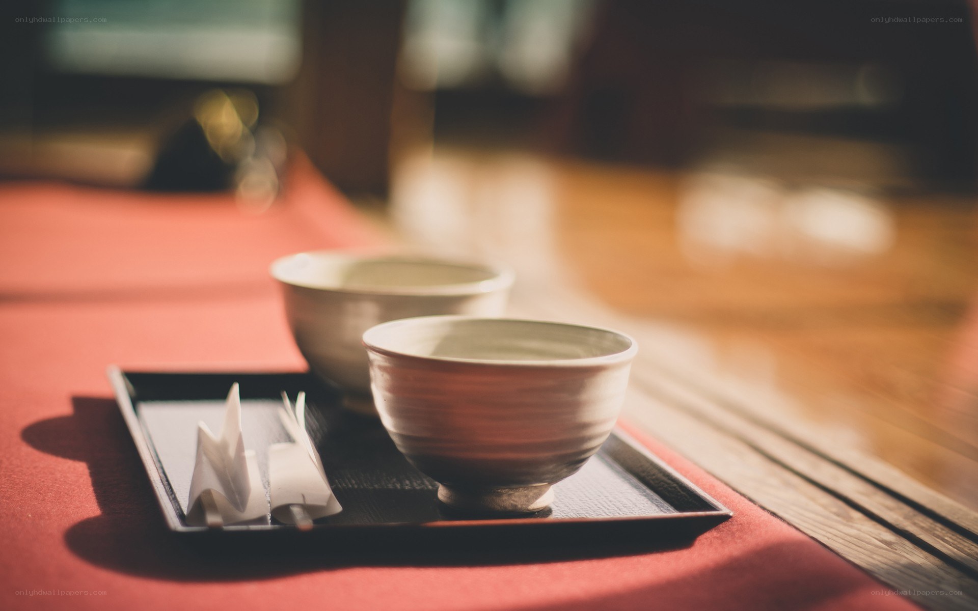 Tea cups on a tray