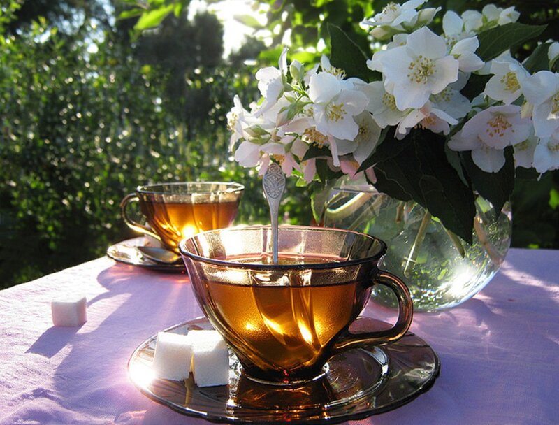 Tea Cups with Jasmine Flowers