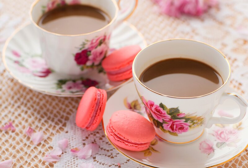Tea Cups with Macarons