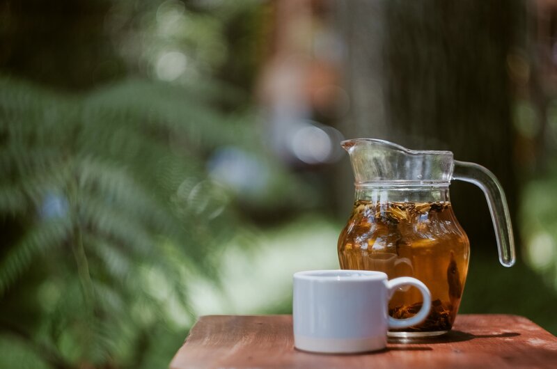 Tea in a forest setting