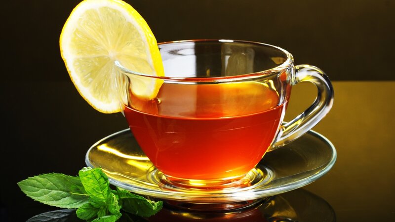Tea in a Glass Cup — Red, Dramatic