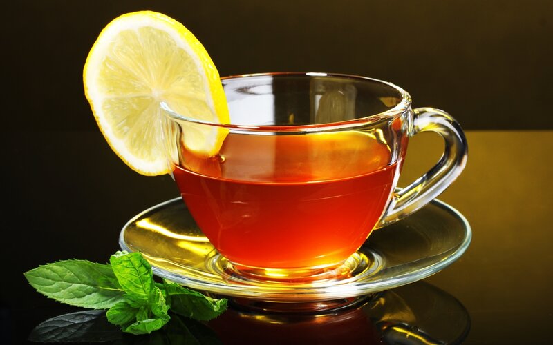 Tea in Glass Cup — Red, Dramatic