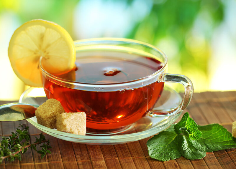 Tea in Glass Cup — Red