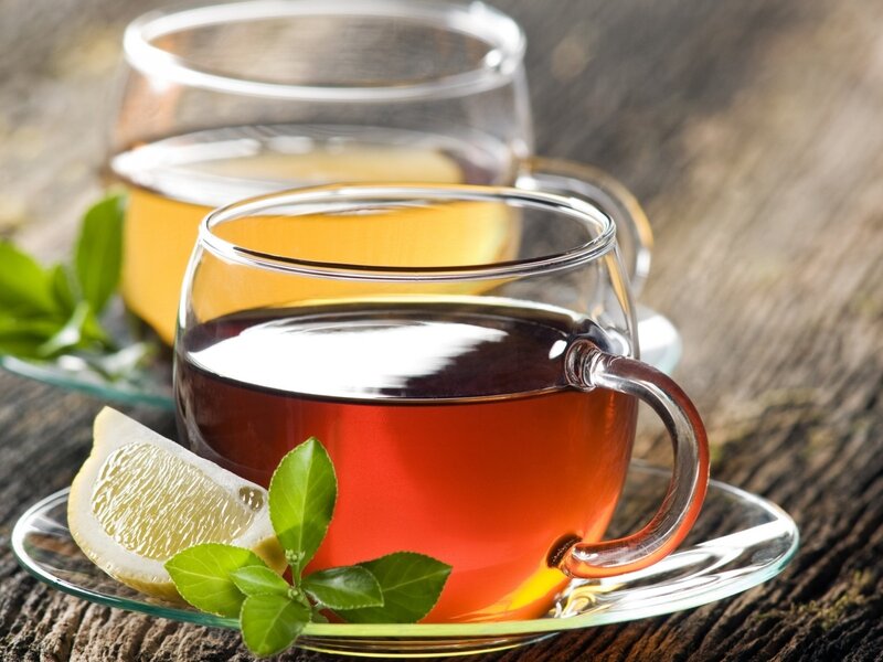 Tea in Glass Cups — Brown, Calm, Photograph, Lemon Slice