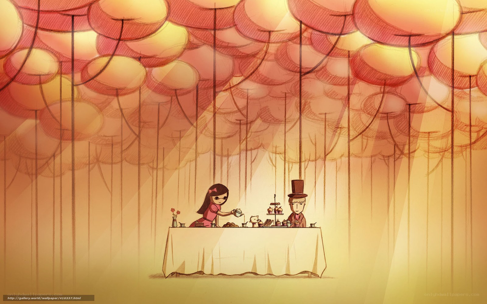 Tea party under lanterns