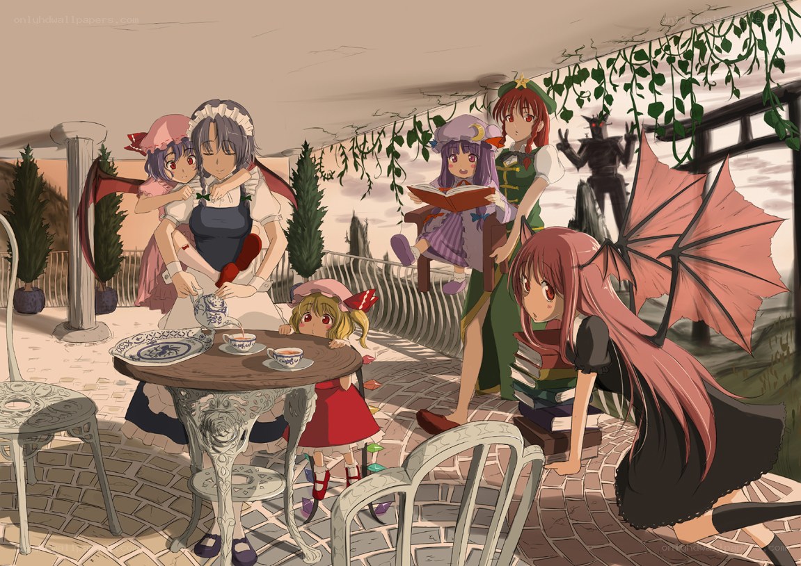 Tea party with anime characters