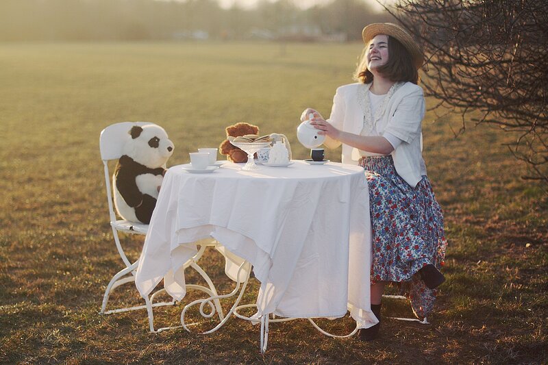 Tea party with stuffed animals