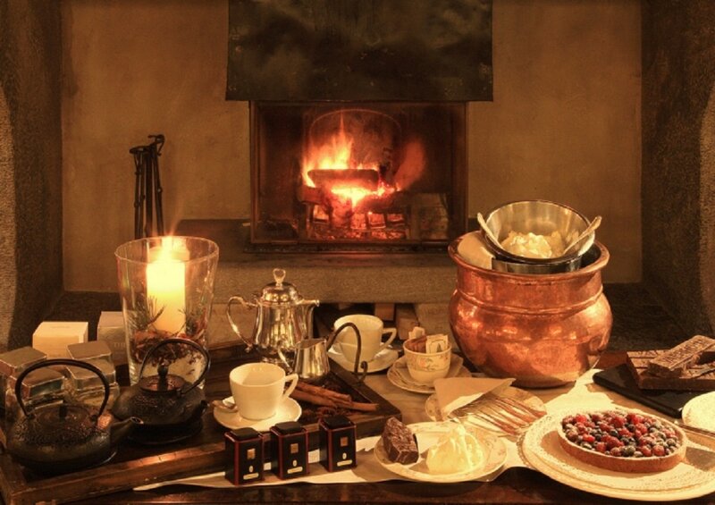 Tea Service by Fireplace