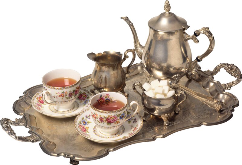 Tea service on silver tray